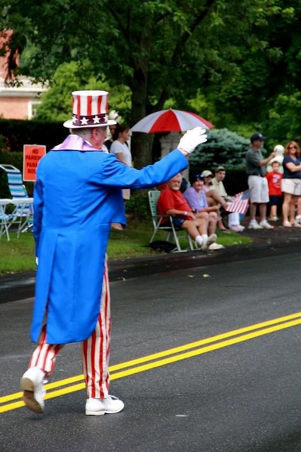 Uncle Sam waves to the crowd